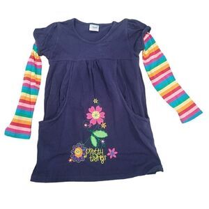 embroidered dress w stripe sleeve